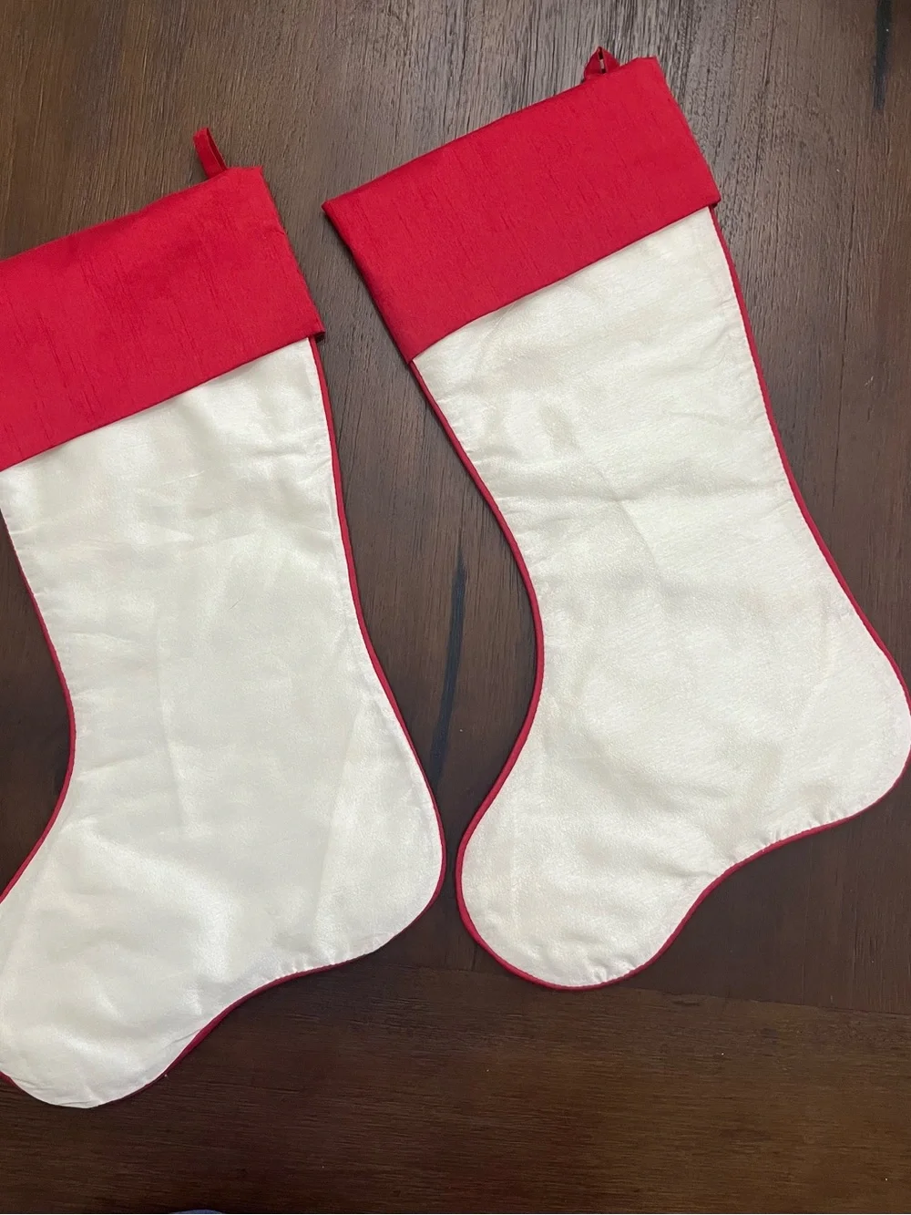 Vintage Festive Red & White Holly Christmas Stockings - Pair